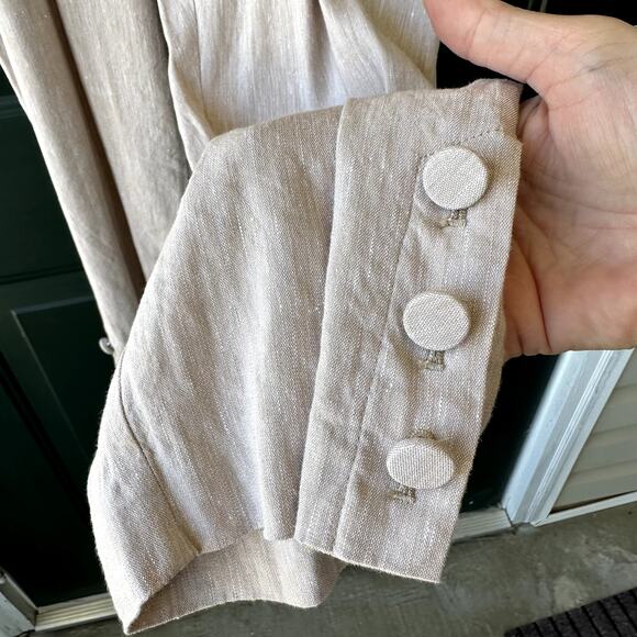 J. Jill Linen Stretch Sz M Cropped Pants Flax/Khaki with Ankle Button Details - Picture 5 of 7